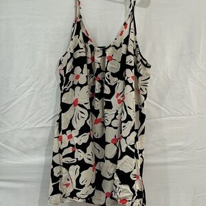 Modcloth Black Slip Camisole with Cream Floral and Red Accents